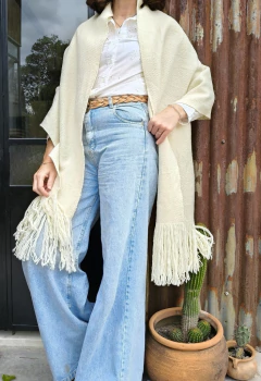 Pashmina de lana de oveja motivo espigado - ulala