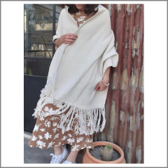 PRE VENTA Pashmina de algodón tejida en telar motivo espigado