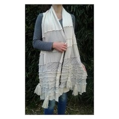 Pashmina de algodón rústico y gasa con borlas natural - comprar online