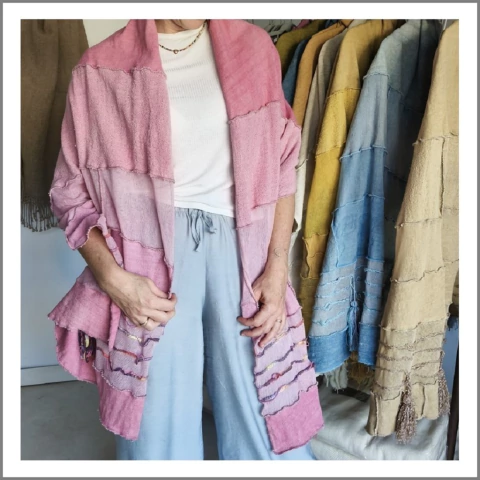 Pashmina de algodón rústico y gasa con borlas beige - (copia) - buy online