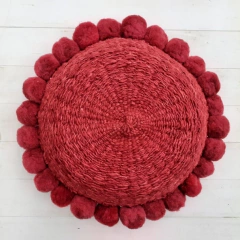 Almohadón redondo con pompones - colores vivos - ulala