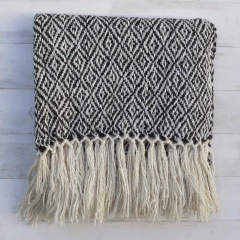 Pashmina de lana de llama tejida en telar motivo ojo de perdiz - comprar online