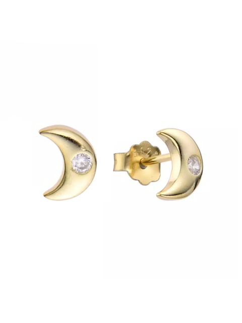 Argolla luna con punto cubic plata 925 gold (unidad) - comprar online