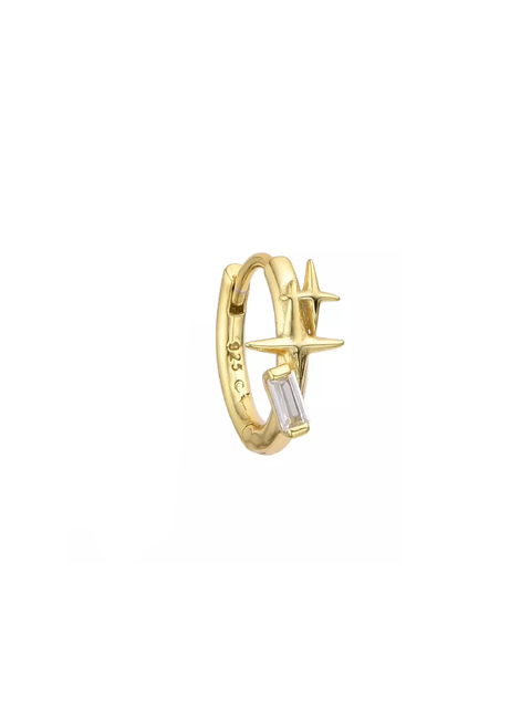 Argollita clip destellos y rectángulo cubic plata 925 gold (unidad) - comprar online