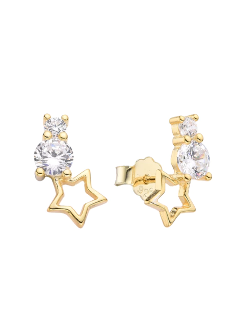 Aro estrella calada y cubic plata 925 gold (unidad) - comprar online