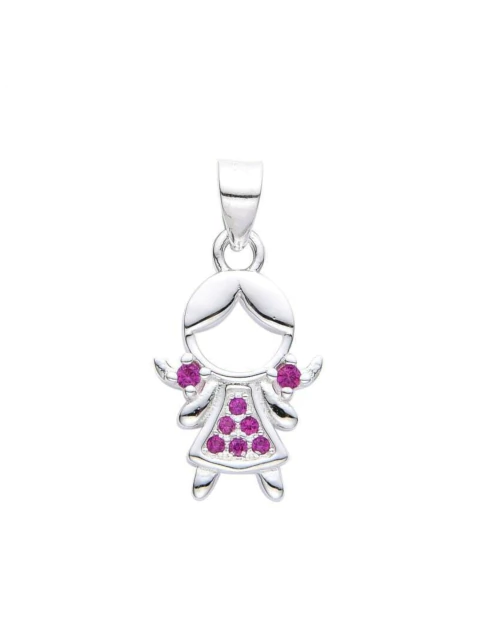 Dije niña cubic fucsia plata 925 - comprar online