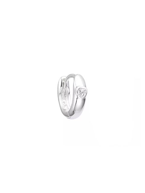 Argollita clip lisa con corazón cubic plata 925 (unidad) - comprar online