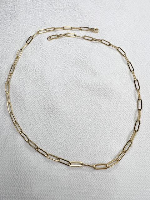 Cadena eslabones largos planos acero dorado - 50 cm. - comprar online