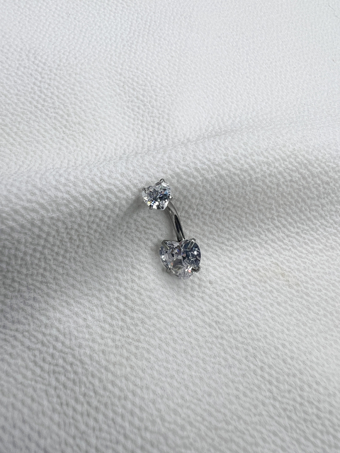 Piercing ombligo corazón de strass acero quirúrgico - comprar online