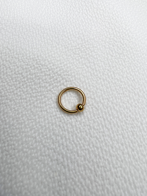 Piercing BCR acero dorado - 1 cm.