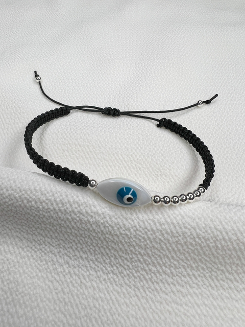 Pulsera ojo turco y pelotitas plata 925 - comprar online