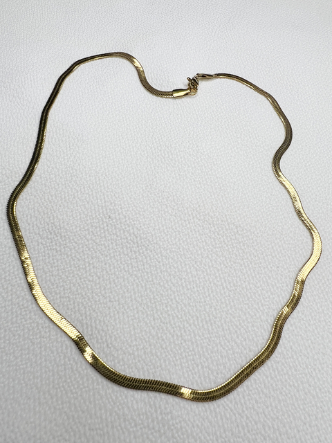 Cadena plana acero dorado - 45 cm.