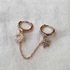 Doble Argolla cadena Moon-Star Rose