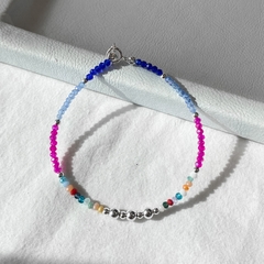 pulsera cristal fucsia-celeste-azul