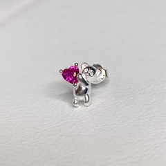 pasante oso corazon rubi silver