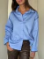 Camisa Oversized Bordadita Ricurita Celeste - comprar online