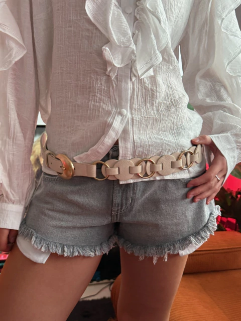 Cinturón Multi Arandelas Trenzadas Crema - comprar online