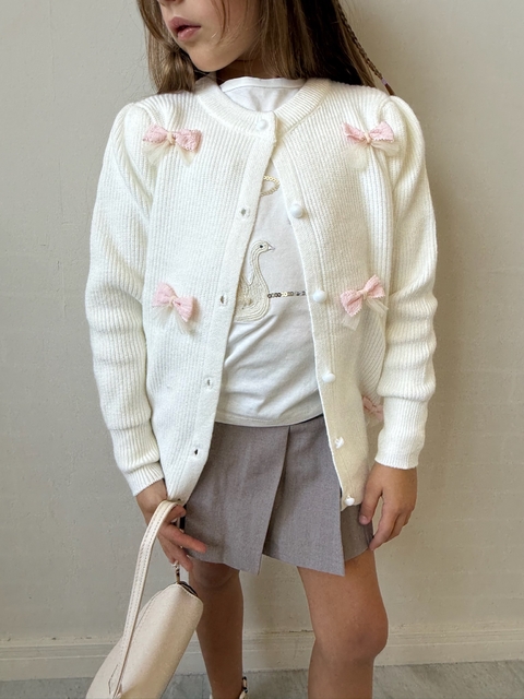 Cardigan Kids Muchos "Moñitos" Off White - comprar online