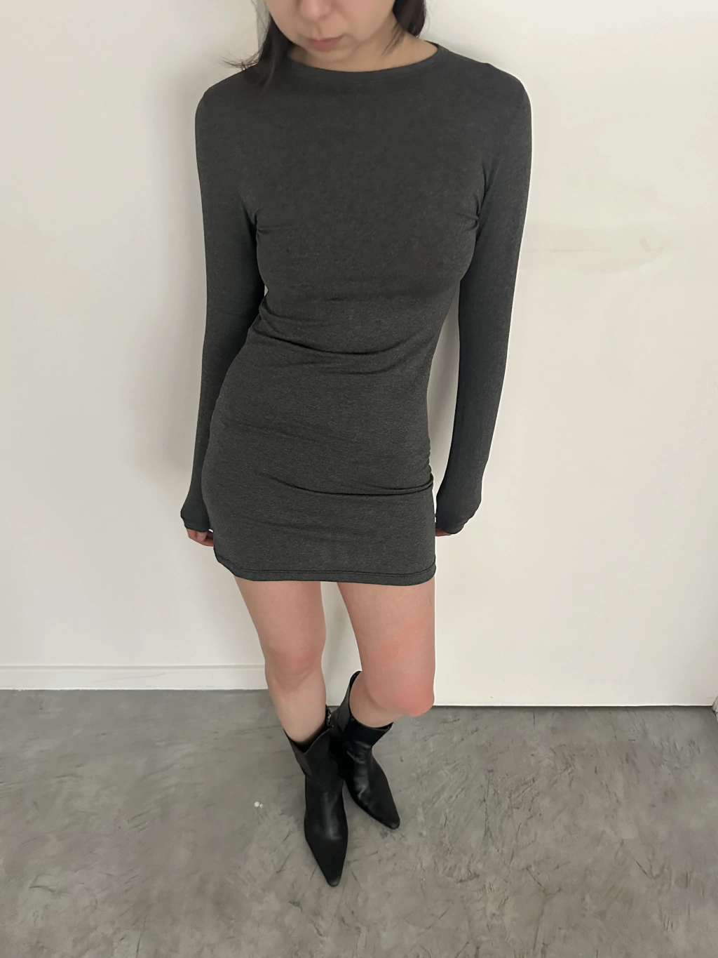 Vestido Manga Larga Crepe.