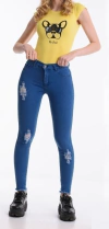 Pack de 3 Jeans tiro alto con desgaste y rotura delantera art 16 MZ