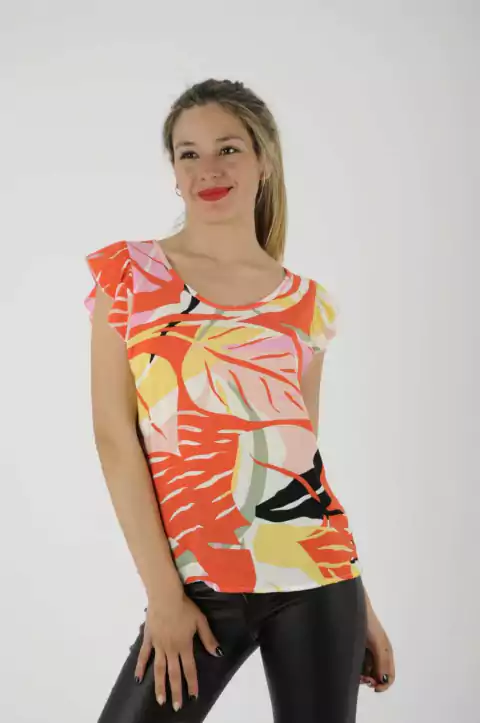 Blusa de fibrana estampada
