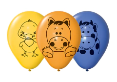 Globo 12" estándar color surtido, impreso 1 color, 2 caras