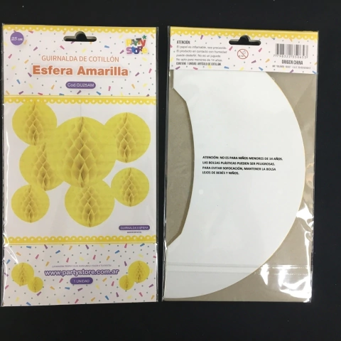 DECORACION ESFERA 25 Cm AMARILLA