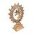 Estátua de Shiva Nataraja em metal dourado, representando o deus da dança em uma pose dinâmica, cercado por uma aura circular ornamentada.