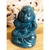 Estátua do Trio Monges da Sabedoria de 17cm, representando um monge sorridente com as mãos cobrindo os ouvidos, em tom azul.