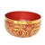 Tigela tibetana de 13 cm, decorada em vermelho vibrante com detalhes em dourado, ideal para meditação e decoração.