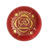Tigela Tibetana de 13cm com design em vermelho e detalhes dourados, ideal para decoração e práticas de yoga e meditação.