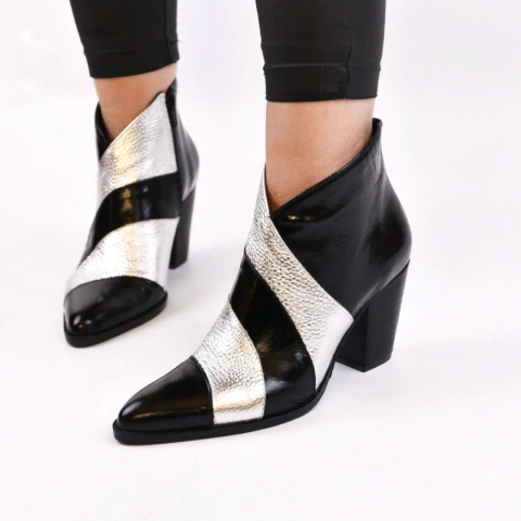 Botas Susie Charol negro y plata