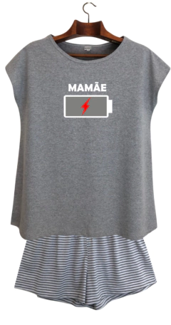 Pijama Feminino Curto Bateria MAMÃE