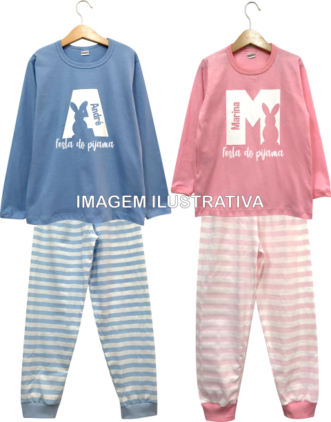 Kit 6 Pijamas Longos Infantil Personalizados Festa do Pijama - comprar online