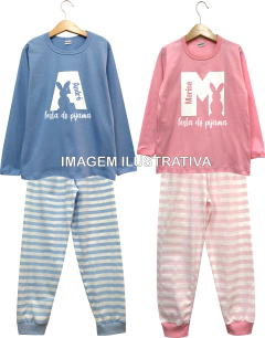 Kit 12 Pijamas Longos Infantil Personalizados Festa do Pijama