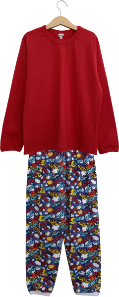 Pijama Menino Longo Cartoon Vermelho