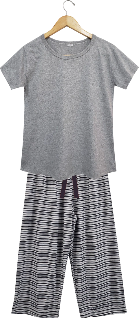 Pijama Feminino Capri Listrado Marinho Mescla