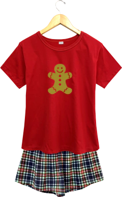 Pijama Feminino NATAL XADREZ VERMELHO GINGERBREAD - comprar online