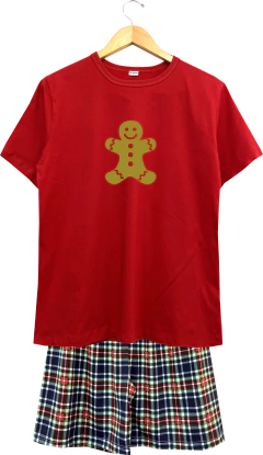 Pijama Feminino NATAL XADREZ VERMELHO GINGERBREAD na internet