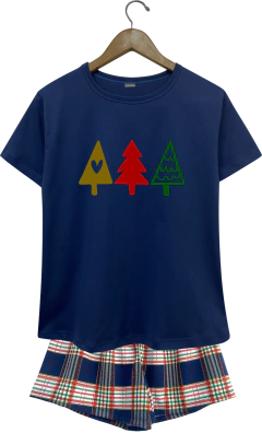 Pijama Masculino Marinho ÁRVORE NATAL XADREZ na internet