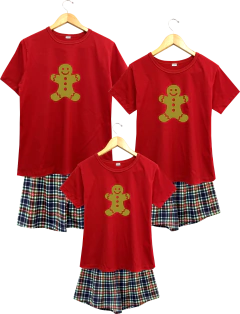 Pijama Feminino NATAL XADREZ VERMELHO GINGERBREAD - loja online