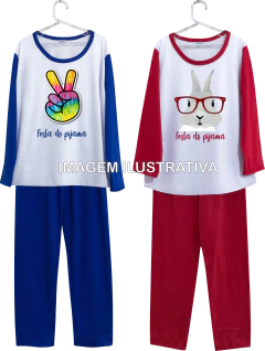 Kit 6 Pijamas Longos Infantil Personalizados Festa do Pijama