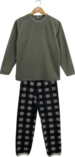 Pijama Masculino Microsoft Xadrez Cinza