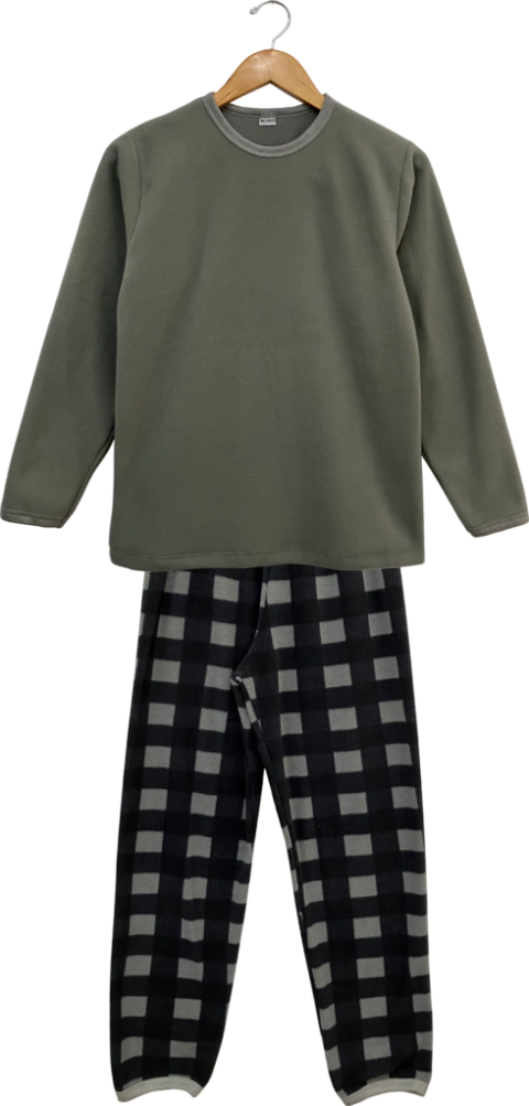 Pijama Masculino Microsoft Xadrez Cinza