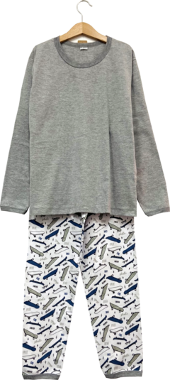 Pijama Menino Longo Skate Cinza