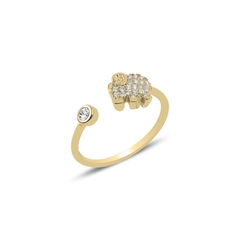 Anillo Elefante graduable en plata 925 - Baño de Oro 101030