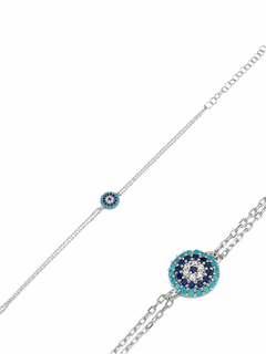 Pulsera ojo turco con doble cadena en plata 925 MOD:B104048 APM57000