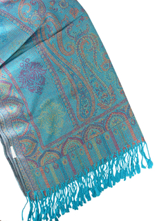 Pashmina Arabesco y Flor - Celeste APM24000 - comprar online