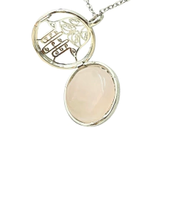 Collar Mano de Fatima con Piedra Natural - Cuarzo Rosa APM9500 en internet