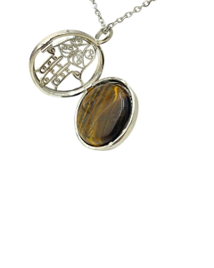 Collar Mano de Fatima con Piedra Natural - Ojo de Tigre APM9500 en internet